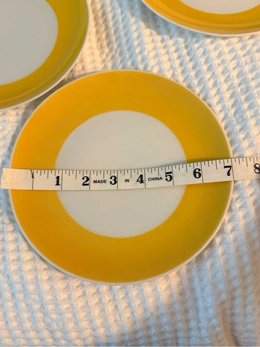 Bright Yellow Rim Ceramic Salad  Plates — Set of 4